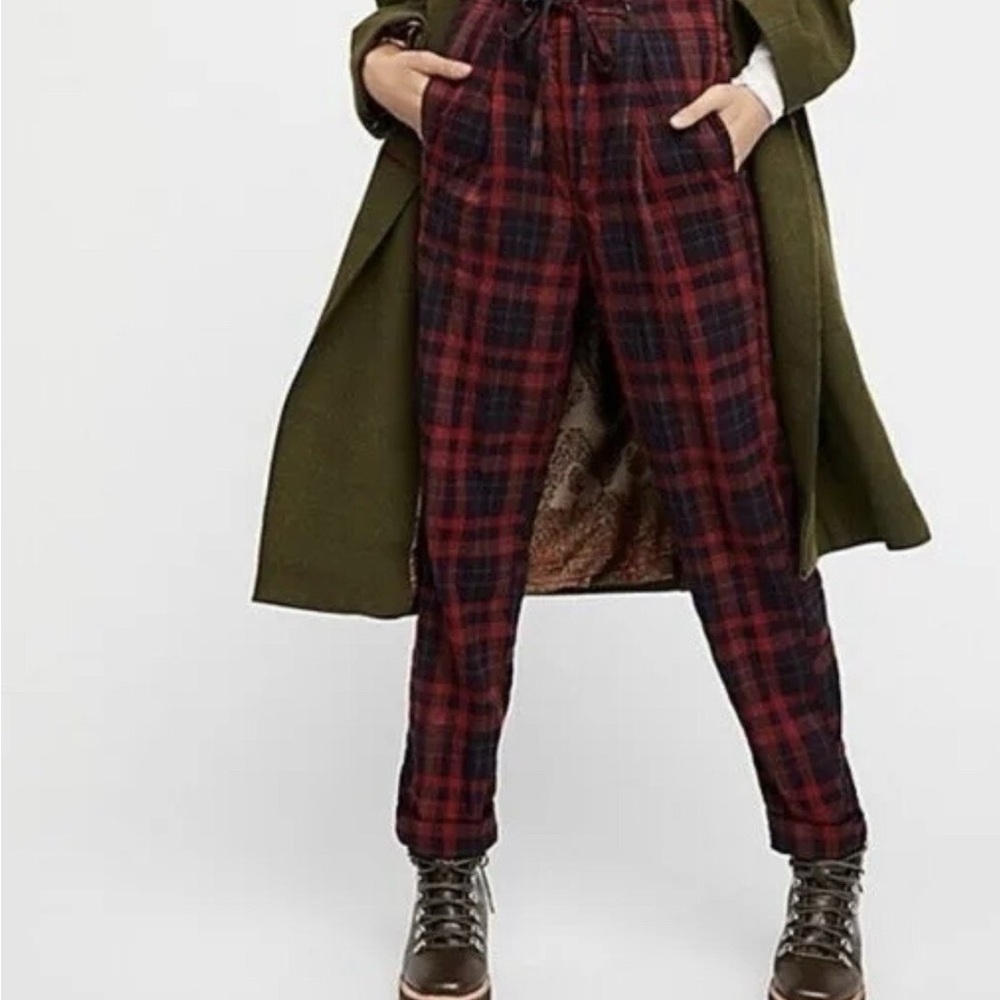 Free People Here And There Plaid Trouser